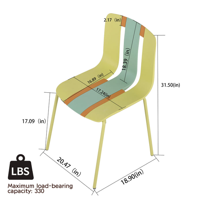 4 Piece Set Of Modern Striped Single Chairs With Folding Square Table