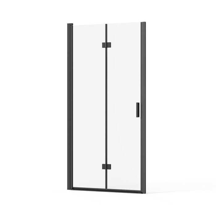 Bifold Frameless Glass Shower Door With Pivot Swing Panel, Tempered Clear Glass