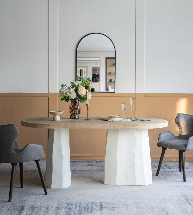 Decorative Dining Table With Top And Magnesium Base - Brown White