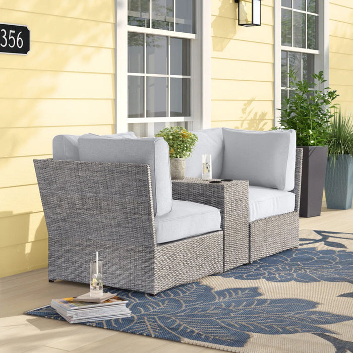 Patio Wicker Sofa Seating Group With Cushions, Weather Resistant - Gray Mix