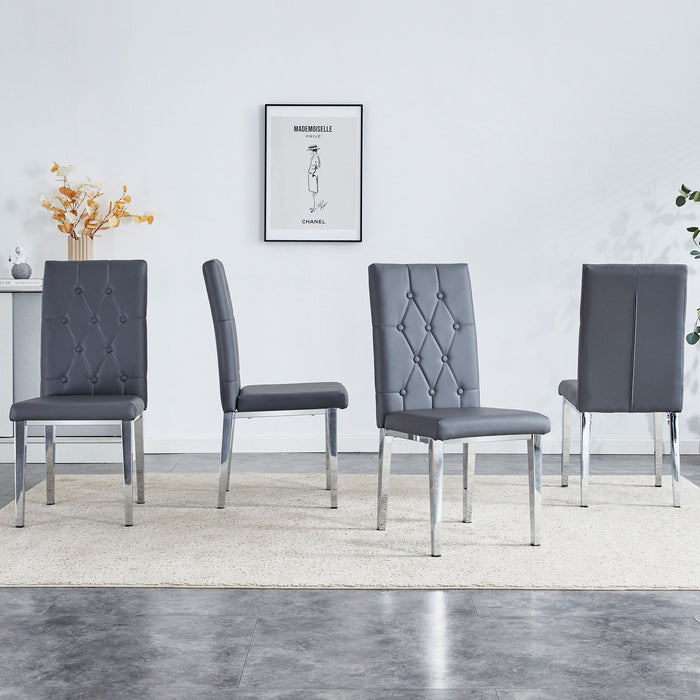 Vintage Style Armless Dining Chairs Set With Grid And Buckle Design