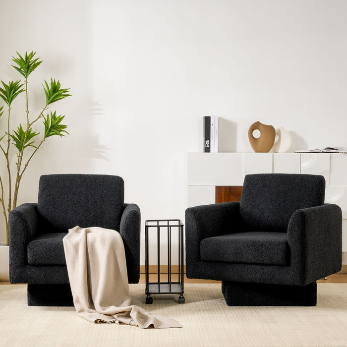 360° Modern Swivel Accent Chair Round Armchair, Thick Padded Single Lounge Sofa Upholstered Comfy