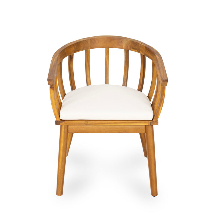 Klismos - Dining Armchair (Set of 2) - Teak / Beige