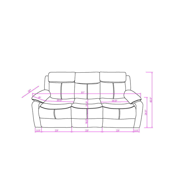 Brenda - Sofa Manual Recline Function - Brown