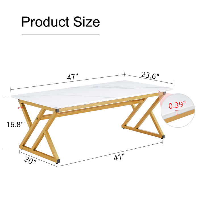Modern Rock Slab Coffee Table With Metal Legs