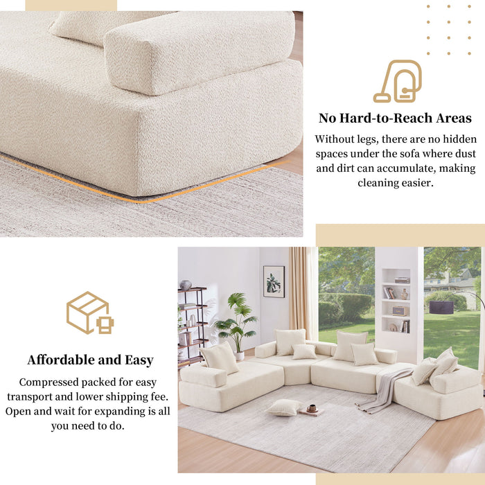 Frame For Oversized Modular U Shaped Sectional, Floor Couch Convertible Compressed Couch Spacious Foam Filled Sofa