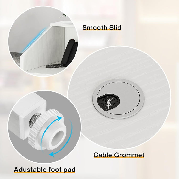 Modern Reception Desk, Front Desk Table With Cable Grommet & Privacy Panels