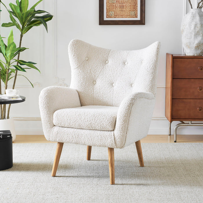 Mid - Century Modern Arm Chair With Wingback Design Wood Legs
