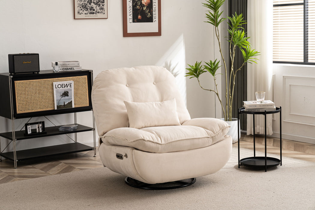 Power Recliner Swivel Glider USB Charger With Bluetooth Music Player Different Function Sleep Working Game And Leisure Model - Cream