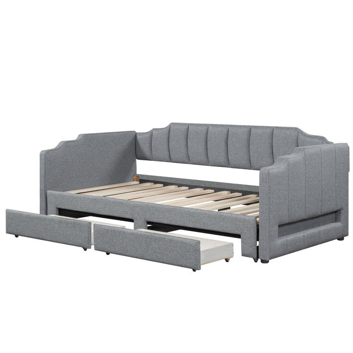 Extendable Daybed With LED Light And 2 Storage Drawers