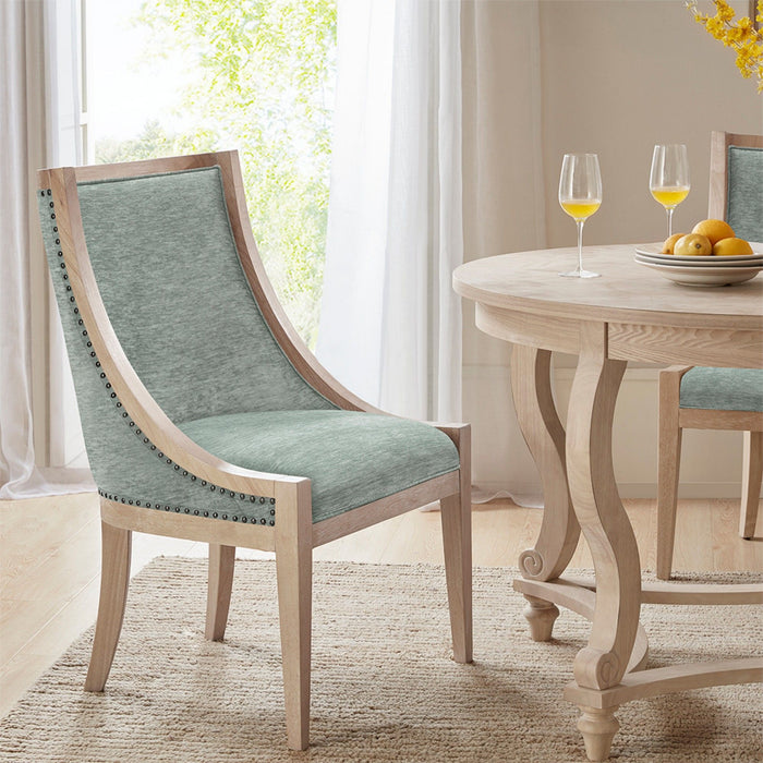 Upholstered Dining Chair With Nailhead Trim - Soft Green
