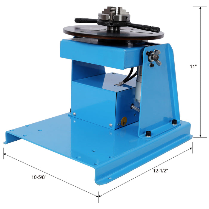 Portable Rotary Welding Positioner With 3 Jaw Lathe Chuck, 0 - 90° Turntable - Blue