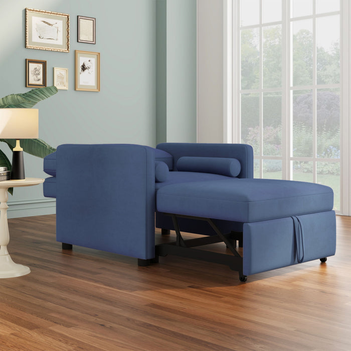 3 In 1 Convertible Sleeper Chair With Adjustable Backrest, Lounger Chair Turns Into Bed
