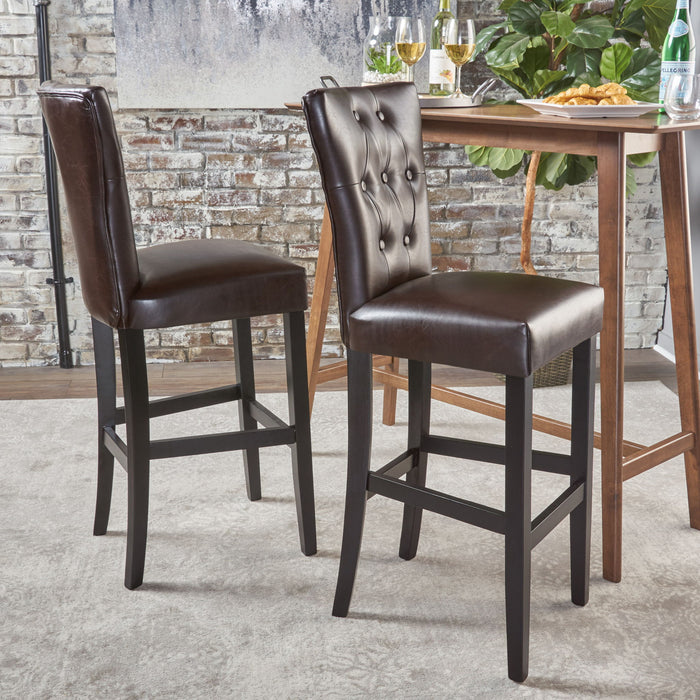 Bar Stools, Upholstered Barstools Armless (Set of 2) - Brown