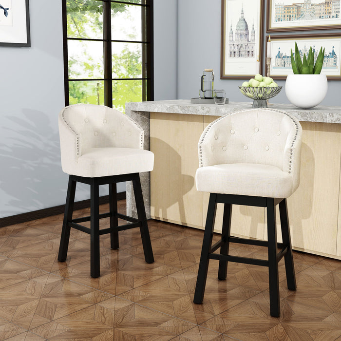 360 Degree Swivel Bar Stool With Stunning Nailhead Trim (Set of 2)