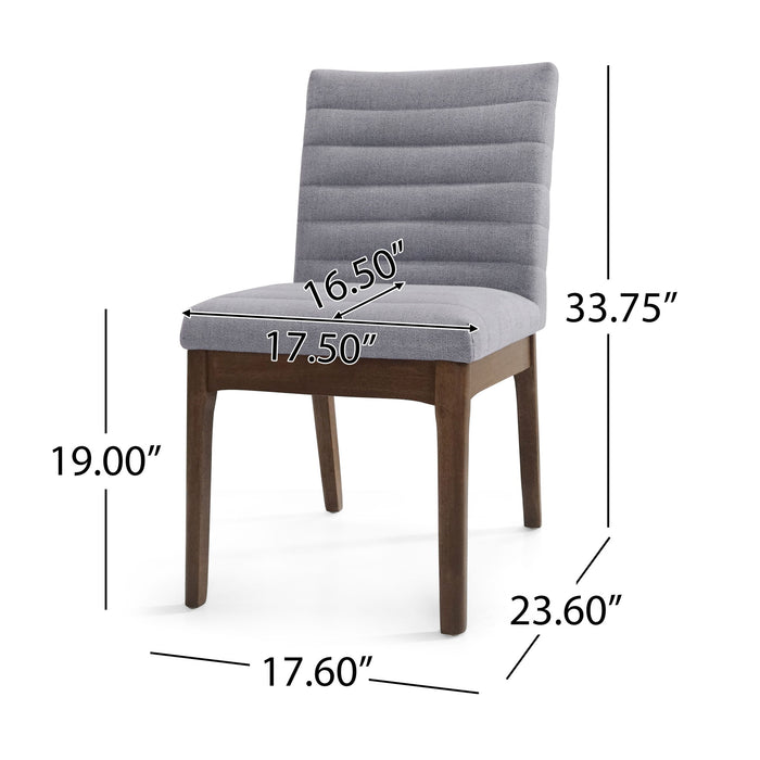 Mid Century Modern Dining Chair (Set of 2) With Channel Stitching - Dark Gray