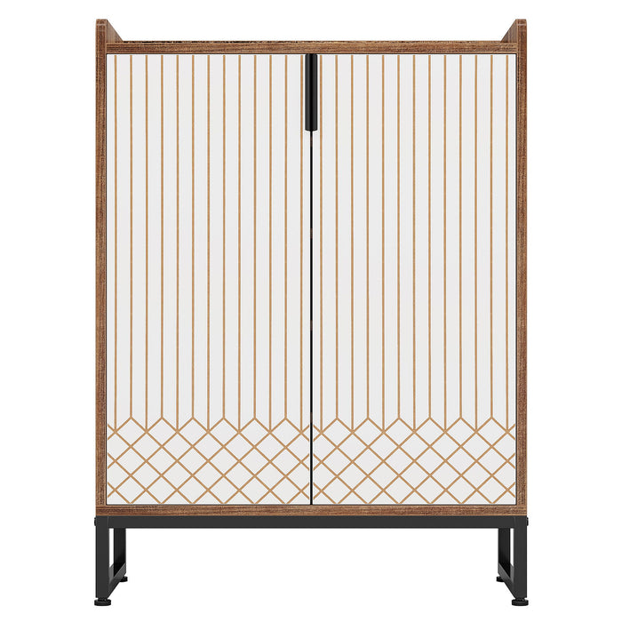 5 Tier Shoe Cabinet With Doors, Compact Entryway Storage Organizer