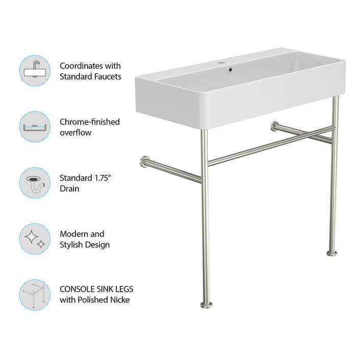 Ceramic Console Bathroom Sink With Overflow