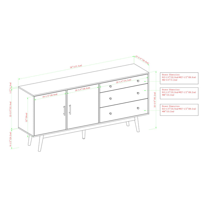 Mid-Century Modern Minimalist 2 Door Sideboard