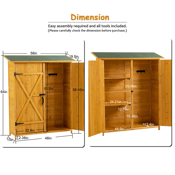 Outdoor Storage Shed With Lockable Door, Tool Storage Shed, Detachable Shelves & Pitch Roof