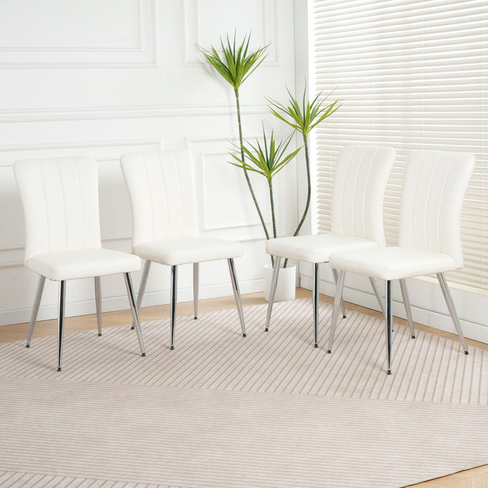 Modern Dining Chair With Electroplated Metal Legs (Set of 4)