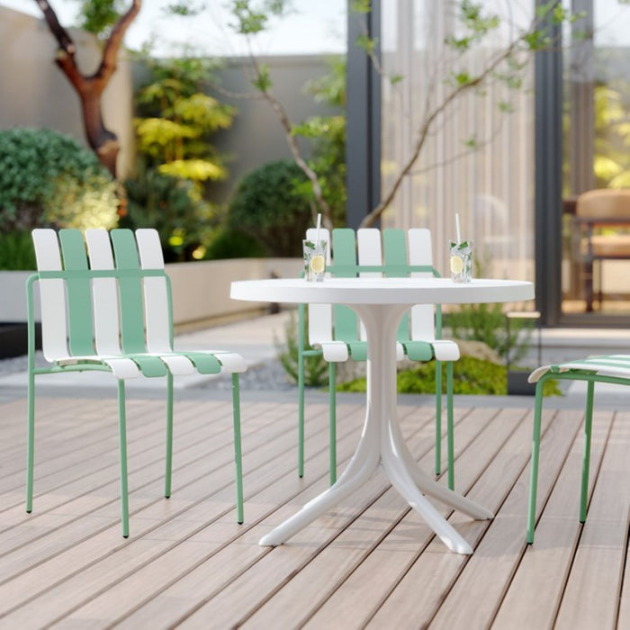 4 Piece Set Of Modern Color Block Designed Single Chairs With Round Table