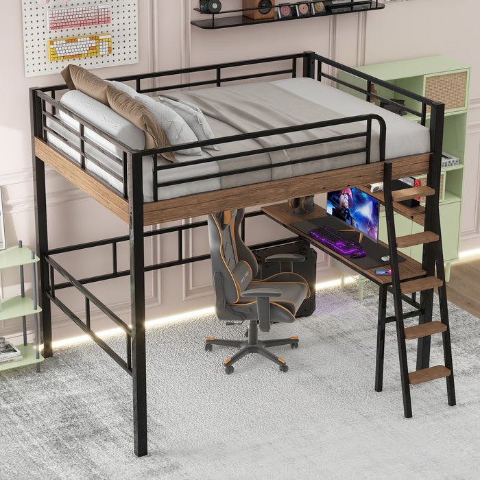 Loft Bed With Built In Desk, Storage Shelf And Ladder