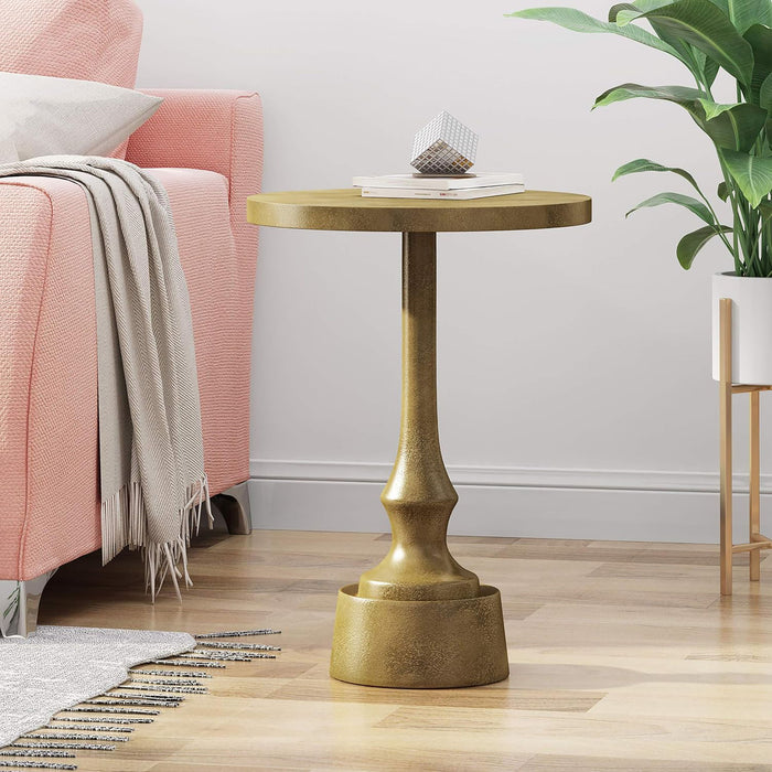 Modern Aluminum Accent Table With Raw Brass, Elegant Design, weight And Durable - Antique Brass