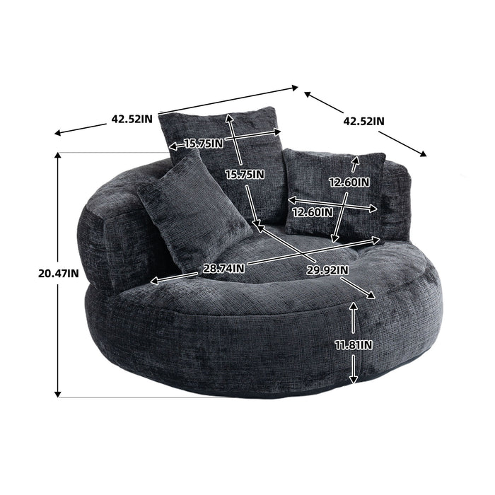 Lazy Sofa High Back Bean Bag Chair Couch With 3 Pillows