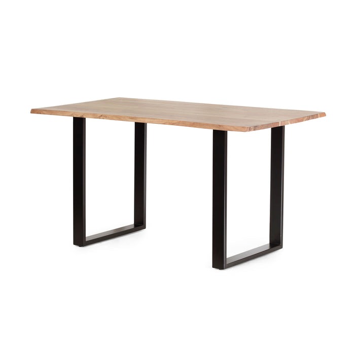 Dining Table With Top And Iron Frame - Natural / Black