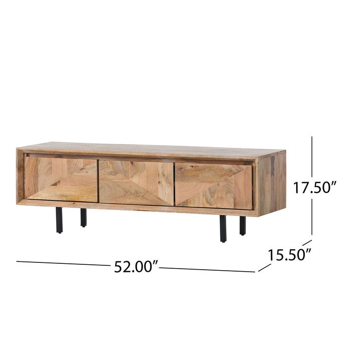 TV Stand With 3 Cabinets For TVs Up To 59" - Natural