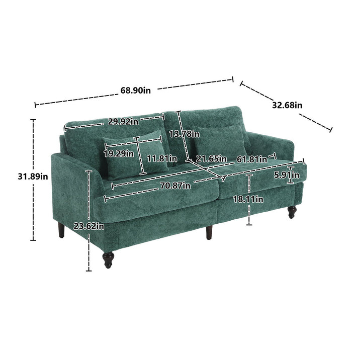 Mid Century Modern Chenille Fabric Loveseat Sofa, 2 Seat Upholstered Couch