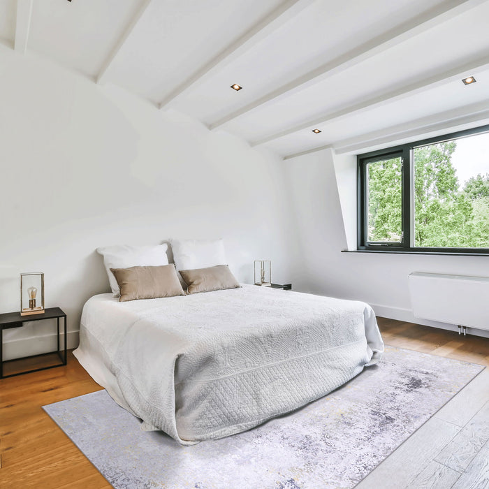 Maval - 6' X 9' Washable Area Rug - Gray / Gold