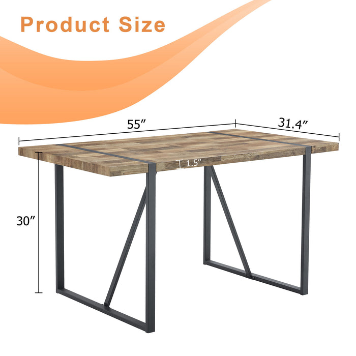 Industrial Rectangular Dining Table For 4 - 6 People
