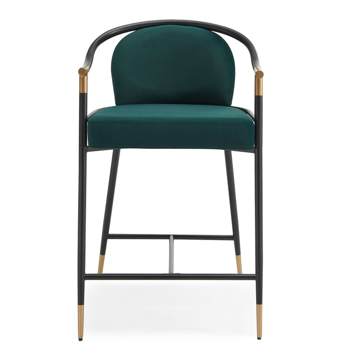 Contemporary Upholstered Counter Stool Set With Metal Frame