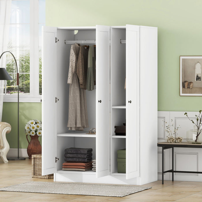 3 Door Shutter Wardrobe With Shelves