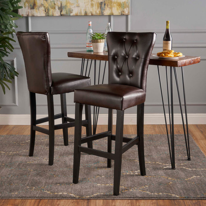 Bar Stools, Upholstered Barstools Armless (Set of 2) - Brown