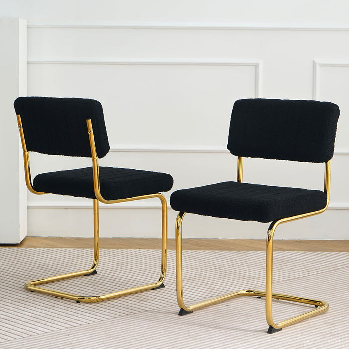 Modern Light Luxury Dining Chair With Metal Legs And Bow Design