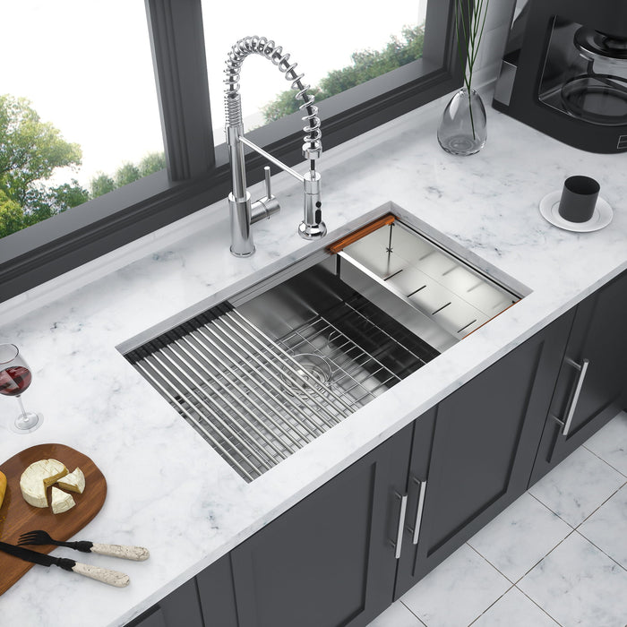 Single Bowl, Undermount Workstation, Kitchen Sink With Accessories