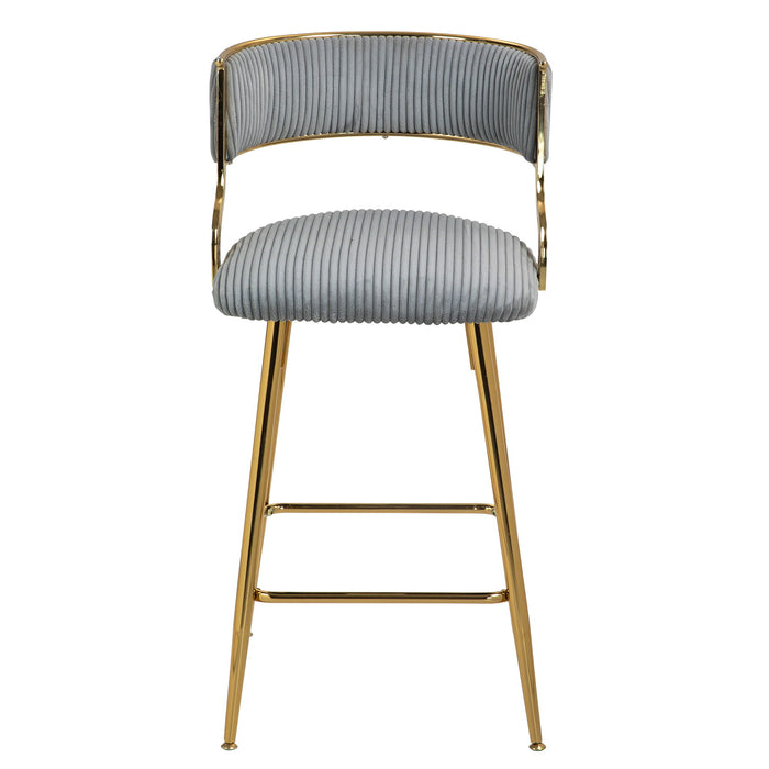 Counter Height Bar Stools With Powder Coating Base And Footrest (Set of 2) - Beige