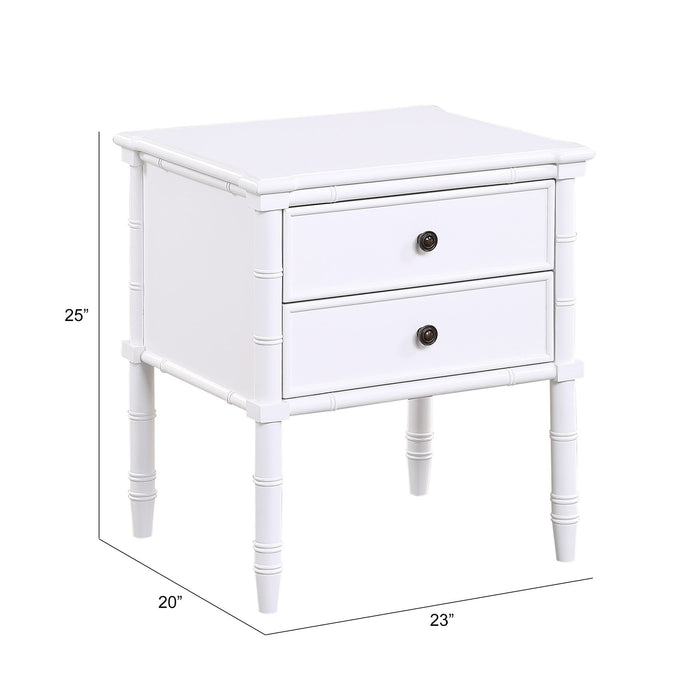 Emmett - 2 Drawer Nightstand With Carved Legs - White