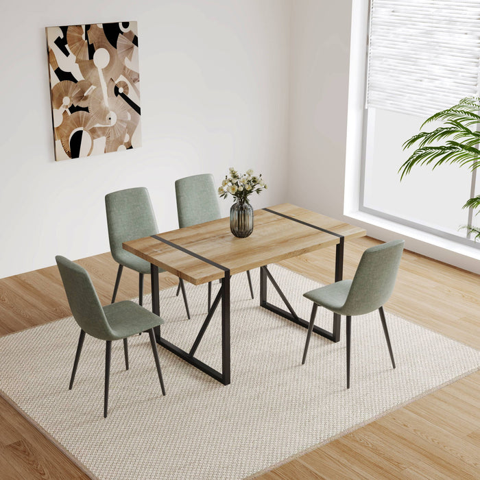 Modern Rustic Industrial Dining Table With Tabletop And Metal Legs For 4 6 Person - Wood