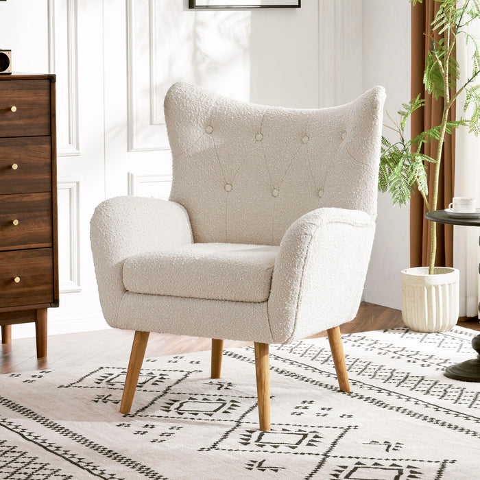 Mid - Century Modern Arm Chair With Wingback Design Wood Legs