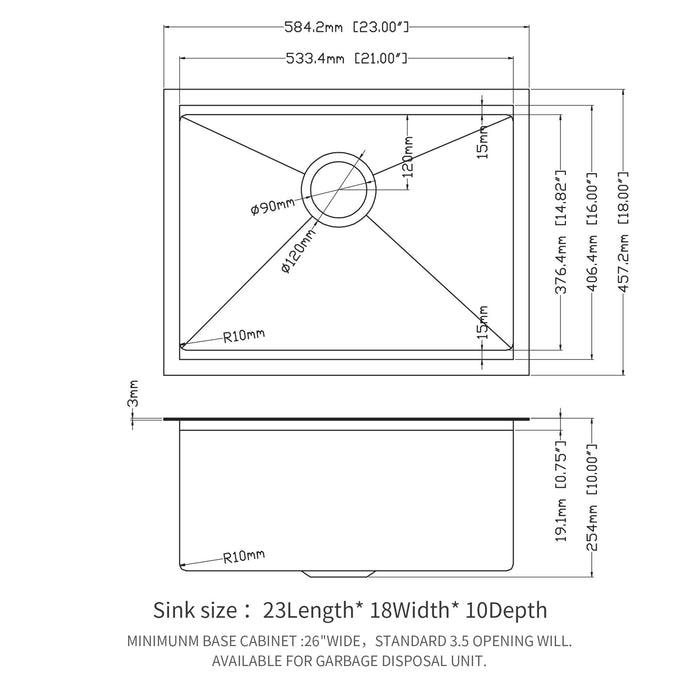 Gunmetal Black Workstation Kitchen Sink 23X18X10" Single Bowl Undermount Stainless Steel 16 Gauge With Cutting Board And Accessories