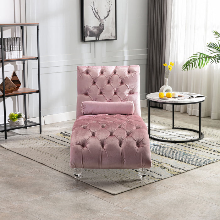 Velvet Chaise Lounge Indoor, Button Tufted Upholstered Chaise Lounge Chair With Pillow