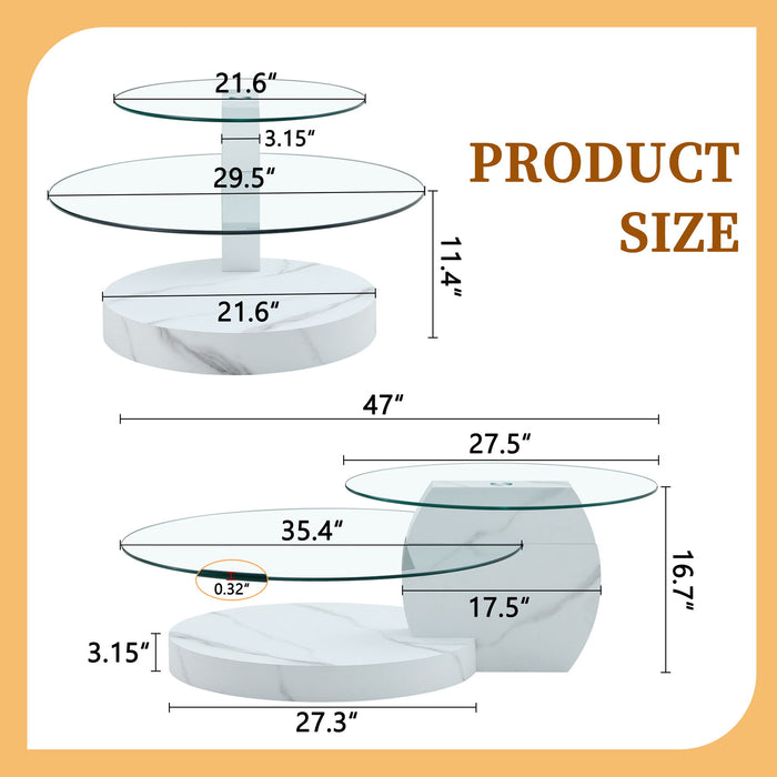 Contemporary Artistic Double Layer Coffee Table
