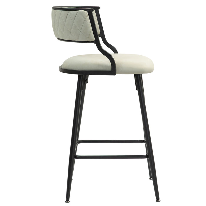 Counter Height Bar Stools With Powder Coating Base And Footrest (Set of 2) - Beige