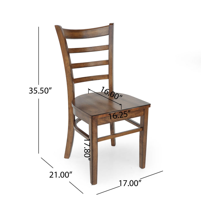 Farmhouse Style Dining Chair Set With Traditional Ladder Back Design