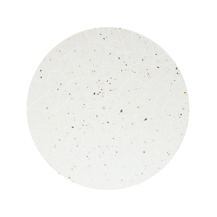 Outdoor Terrazzo Concrete Drum End Table, Living Room Accent Table - White Terrazzo