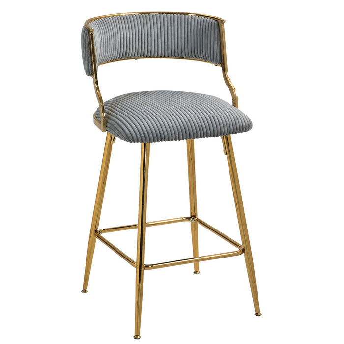 Counter Height Bar Stools With Powder Coating Base And Footrest (Set of 2) - Beige